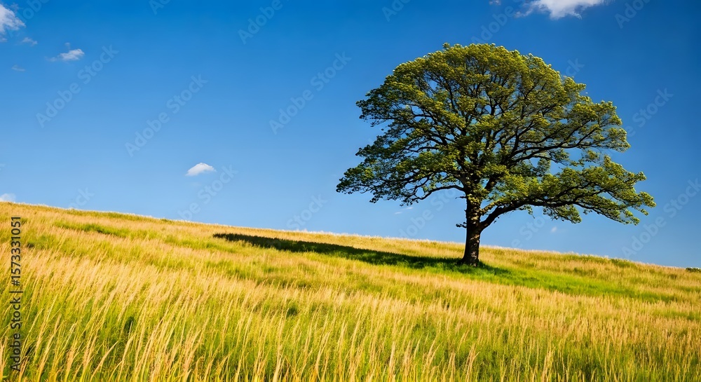 Obraz premium A lone tree on a grassy hill.jpg