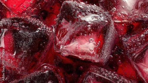 Close-up of red ice cubes
