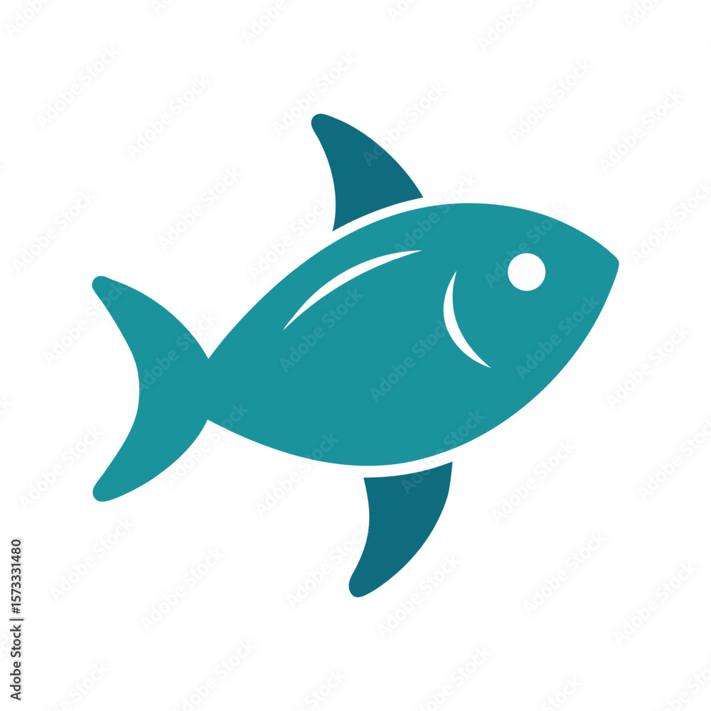 Fototapeta premium Simple Fish Icon for Aquatic Animal or Sea Life Design