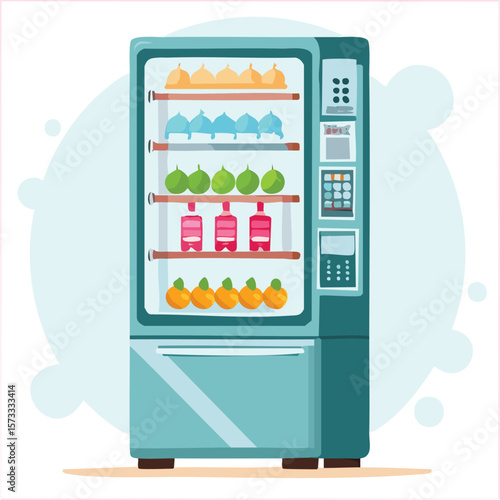 Cute vending machine flat vector