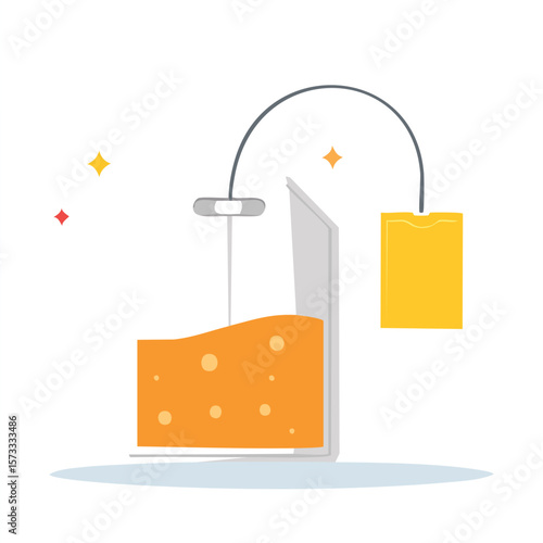 Cute tea bag flat vector