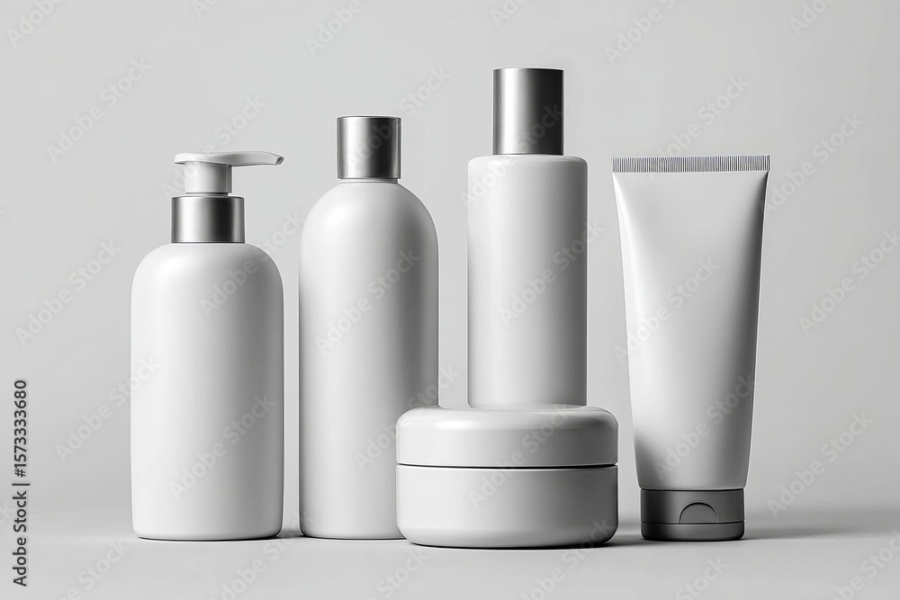 set of white cosmetic bottles mockup templates set of white cosmetic bottles mockup templates