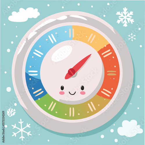 Cute thermostat flat vector