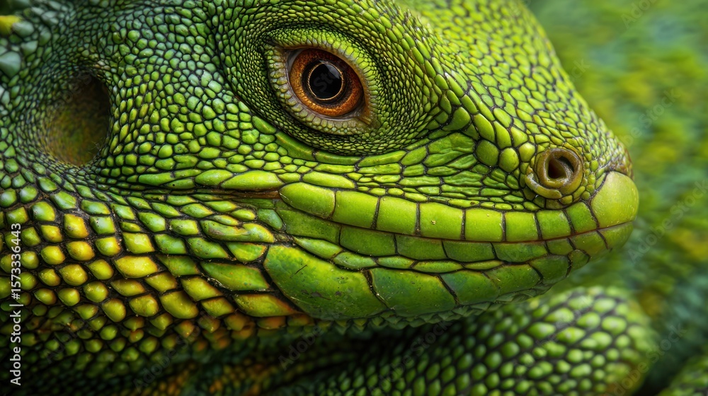 Fototapeta premium Close-up of vibrant iguana head
