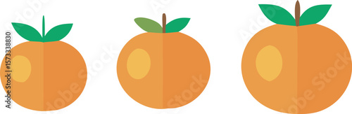 Three Fresh Oranges, Minimalist Flat-Lay Style, Vibrant Citrus Fruit, Healthy Eating Concept,  Bright and Cheerful Mood. on a white or a transparent PNG background