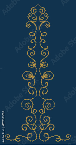 Gold Swirly Line Art Decorative Border Vector with Brush