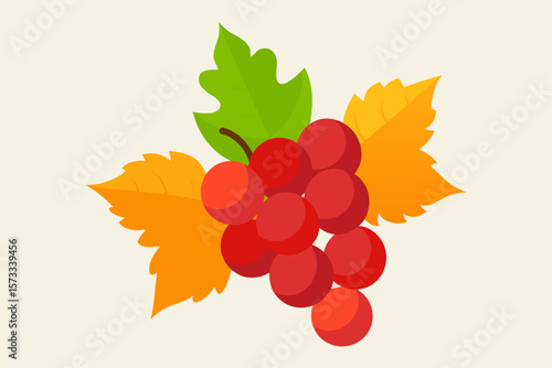 ripe red grapes with rustic autumn leaves photore