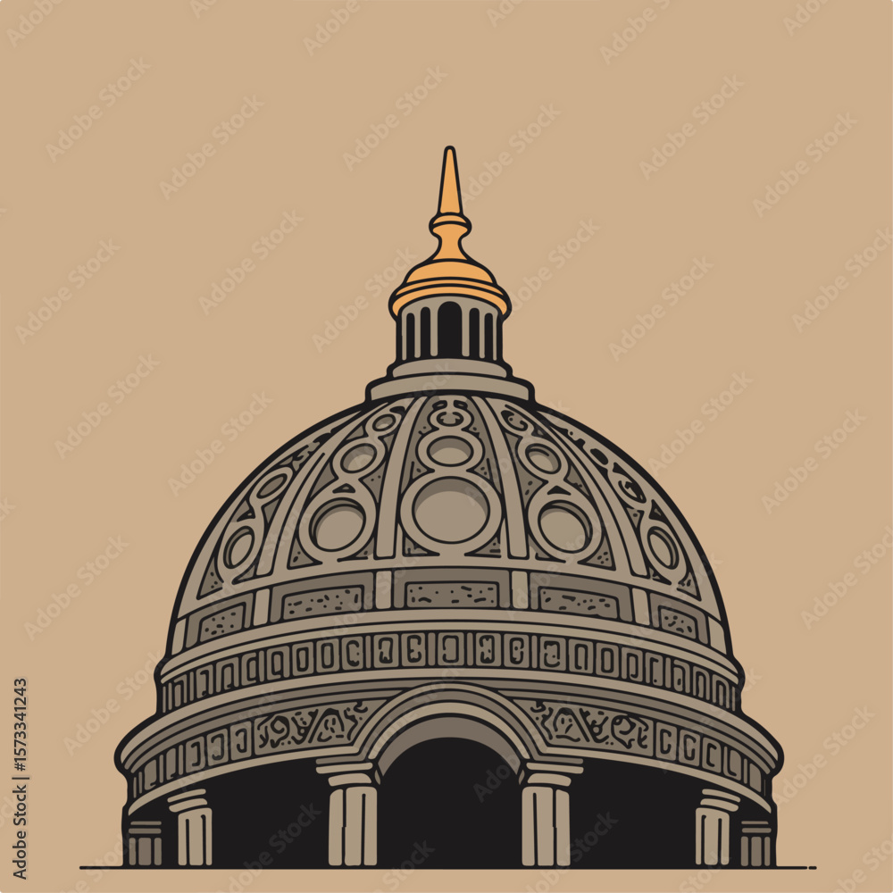 Obraz premium Dome architecture illustration for visual effects work, showing architectural dome and intricate details, perfect for visual effects. Architectural structure adds interest and detail,