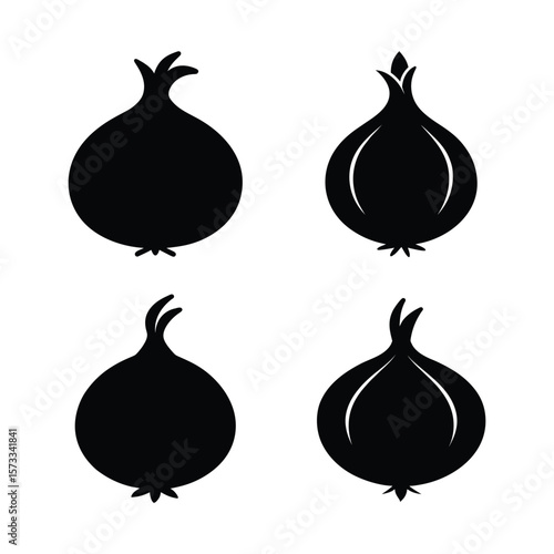 set of vector onion silhouette