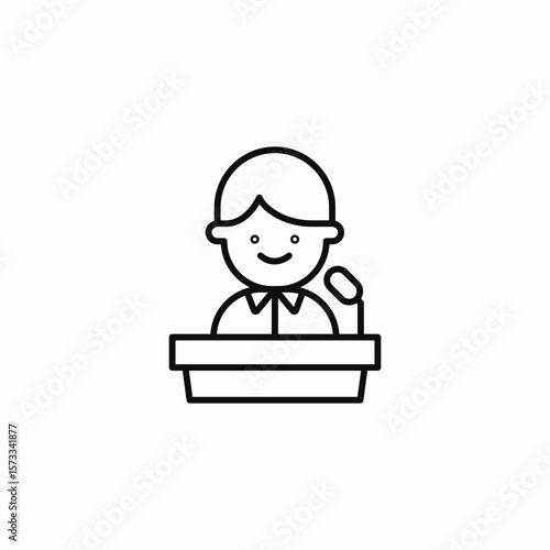 male speaker podium icon sign vector