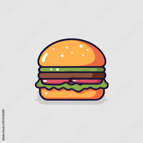 Hamburger with lettuce, patty, and tomatoes