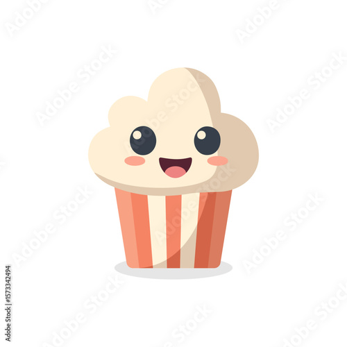 Puffed rice in striped paper cup 