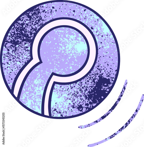 retro grunge texture cartoon of a tennis ball in bright neon color