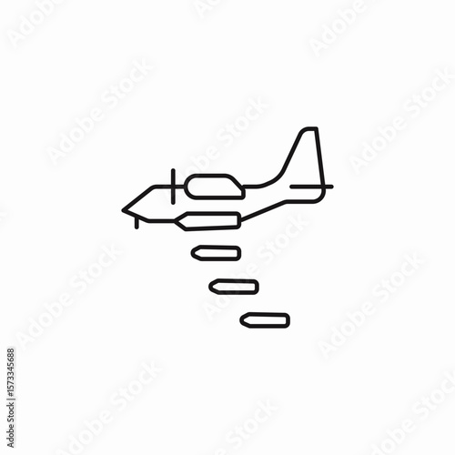 bomber plane dropping icon sign vector