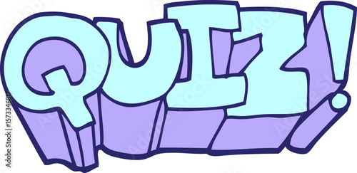 quiz text in bright neon color