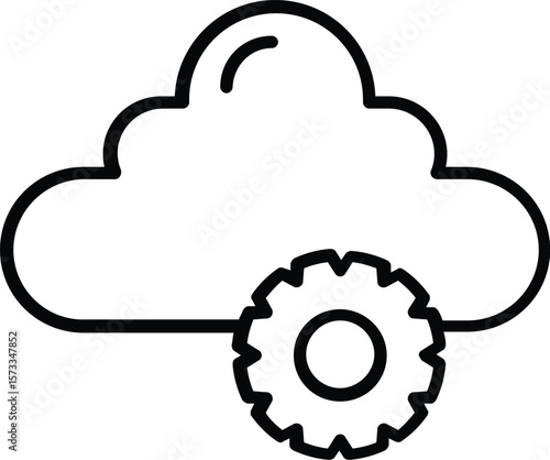 tCloud with Gear Settings Icon Representing Cloud Computing Configuration Data Management and Online System Optimization.