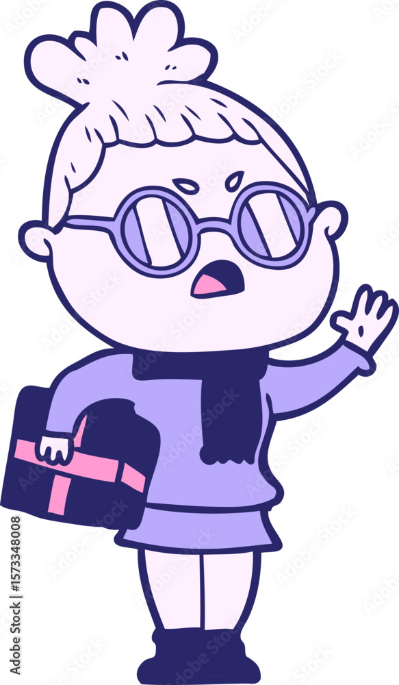 Obraz premium cartoon annoyed woman in bright neon color
