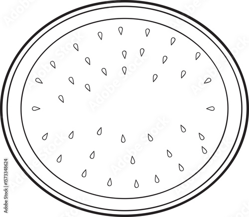 Line Art Watermelon Slice with Dewdrop Detail