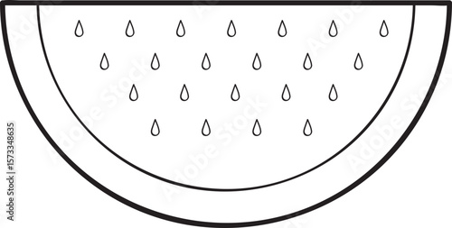 Line Art Watermelon Slice with Dewdrop Detail