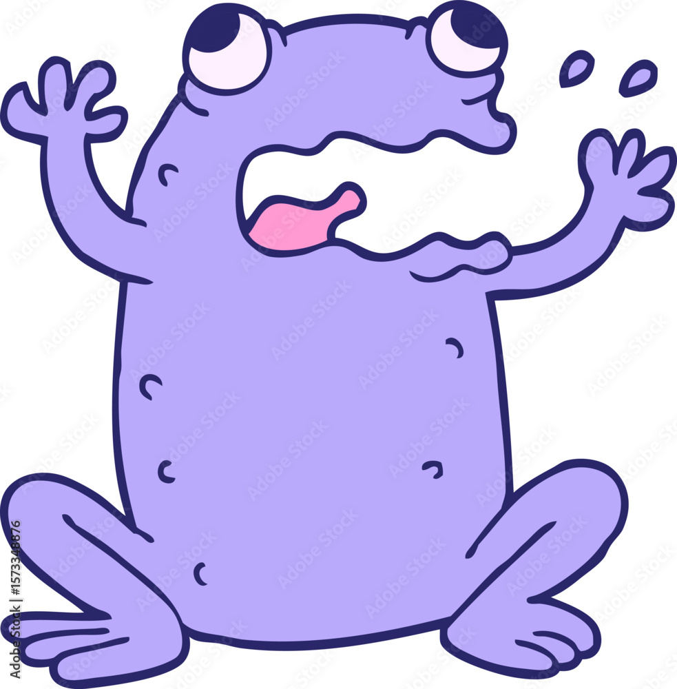 Fototapeta premium cartoon doodle crazy frog in bright neon color