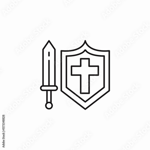 sword shield cross icon sign vector