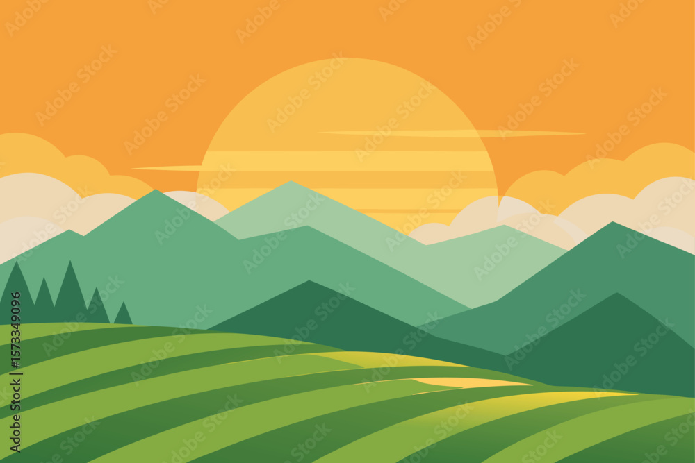 Obraz premium Sunrise over Rice Terraces with Foggy Mountains