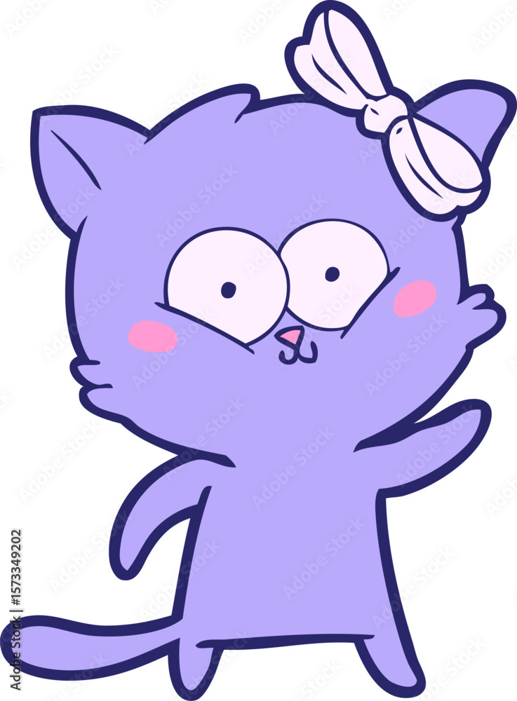 Naklejka premium cartoon cat in bright neon color