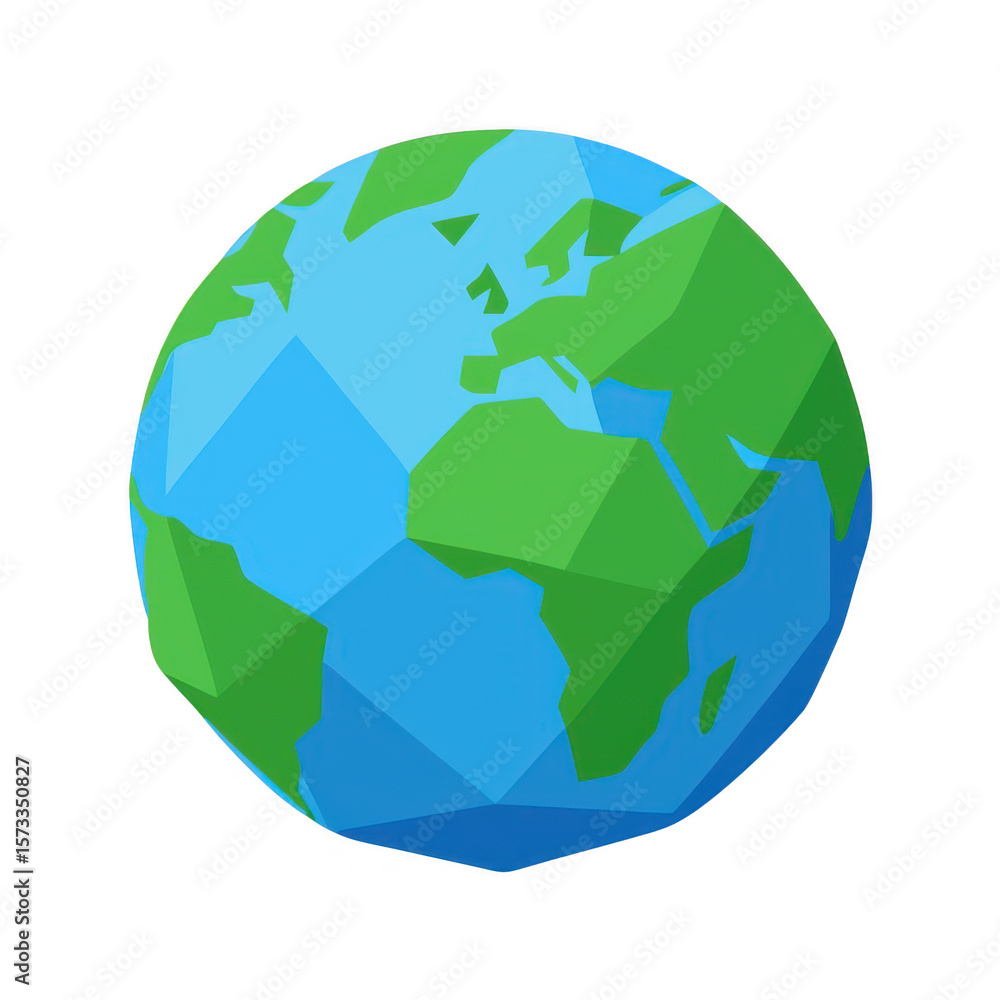 Naklejka premium Low poly earth globe showing continents isolated on transparent background