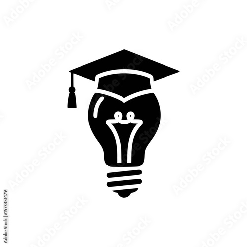 Graduation cap light bulb idea symbol
