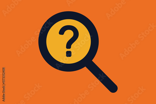 Magnifying Glass Icon with a Question Mark on Orange Background