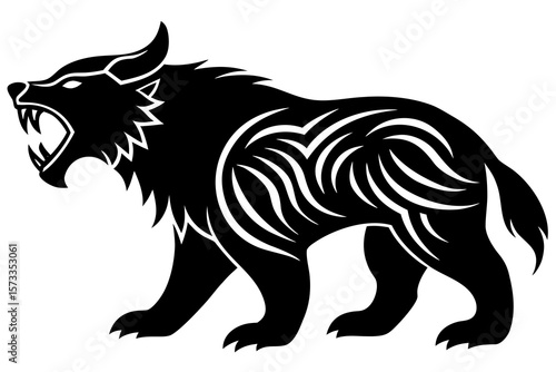 Tribal Viking Wolf Design – Norse Animal Symbol Silhouette