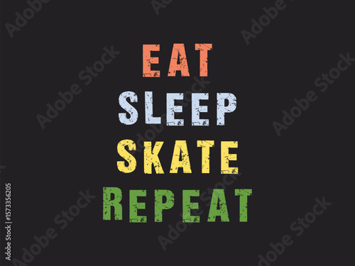 Eat sleep skate repeat funny skateboarding graphic tee for skaters