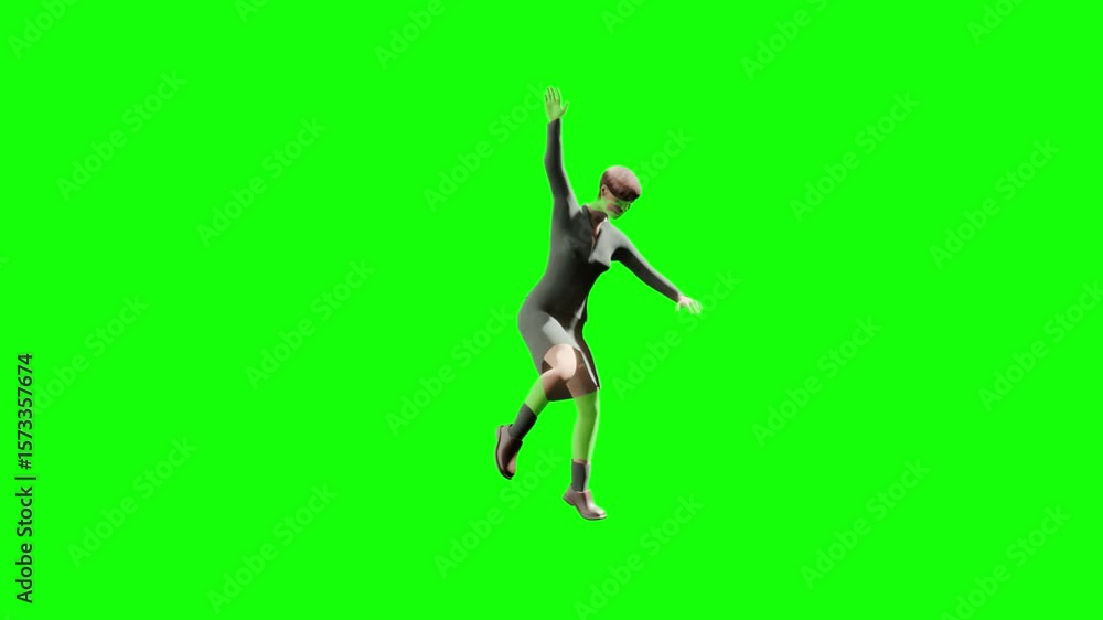 3d dancing girl with various movements with green screen background 3d dancing girl with various movements with green screen background