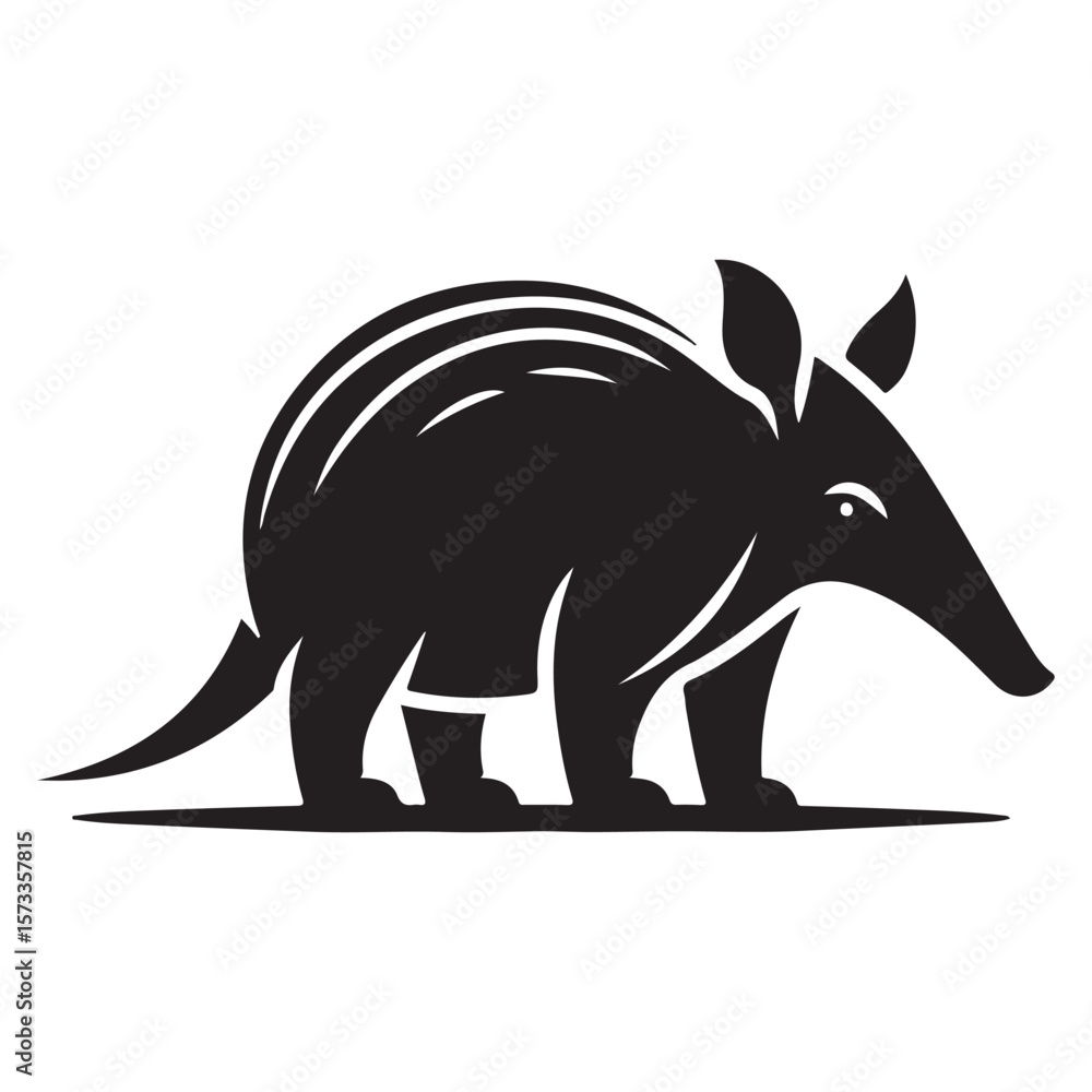 Fototapeta premium Minimal Black Aardvark Silhouette Vector Icon
