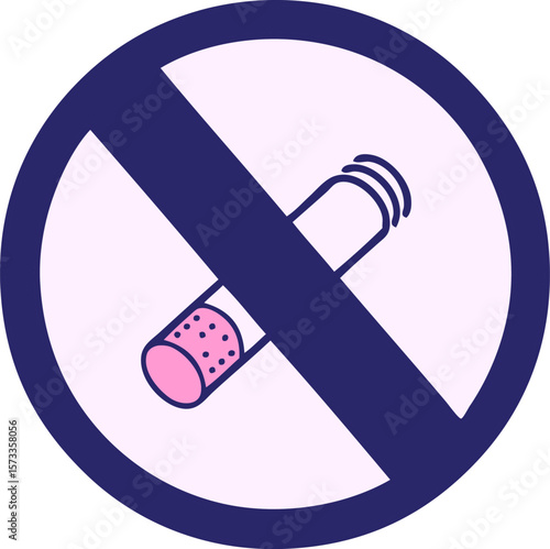 cute cartoon of a no smoking allowed sign in bright neon color