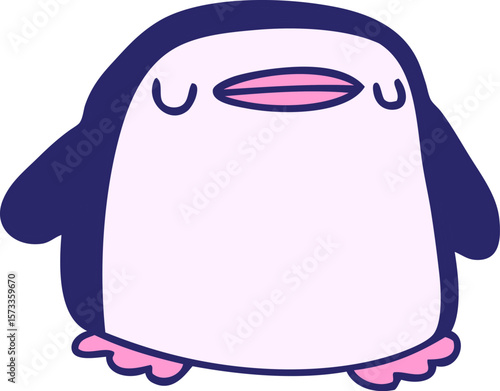 cartoon illustration kawaii of a cute penguin in bright neon color