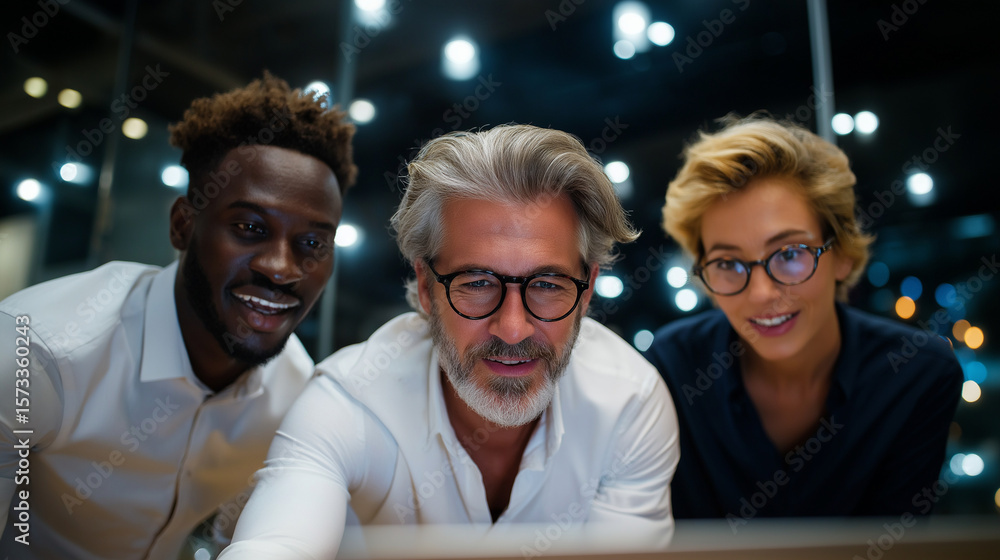 Obraz premium Team Collaboration Discussion in Modern Workspace