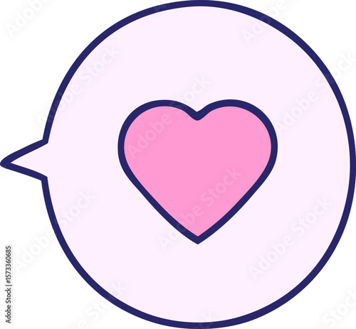 cartoon of a love heart in speech bubble in bright neon color