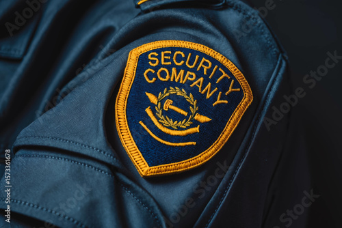 Close-up of Security Company Badge on Uniform