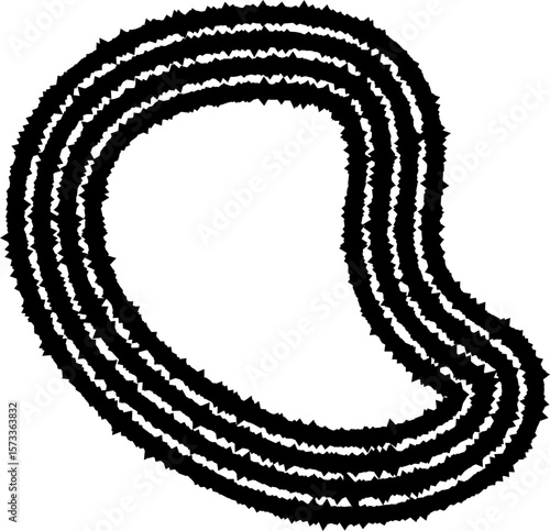 Abstract shape with concentric, irregular lines creating a flowing figure that appears to float, giving a sense of movement.