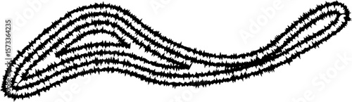 Abstract figure with funny and irregular curves created by concentric lines, forming a unique organic shape.