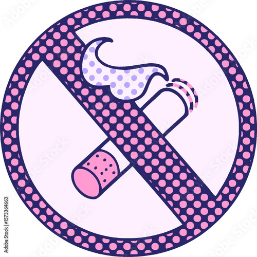 comic book style cartoon of a no smoking allowed sign in bright neon color