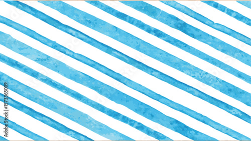 Watercolor painting of blue diagonal stripes on a white background creating a simple pattern effect