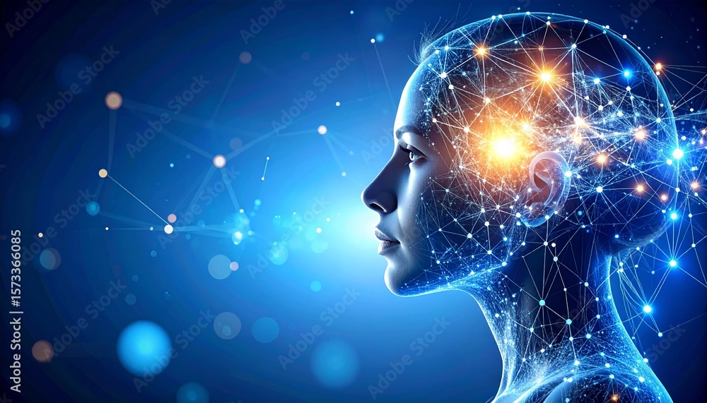 Obraz premium Advanced AI Human Brain Connection Neural Network Technology _ Generated By Adobe Firefly