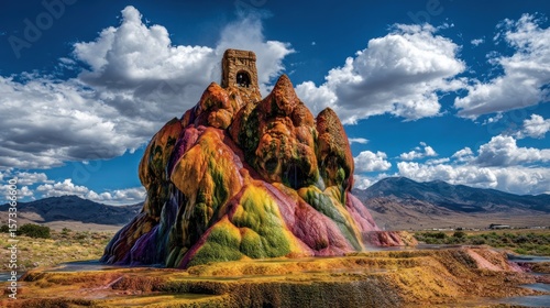 Colorful geyser landscape