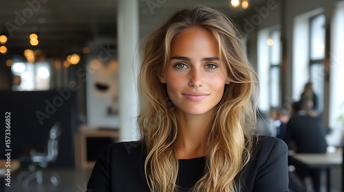 Wallpaper Mural Woman with long, blonde hair in a modern office setting. Torontodigital.ca