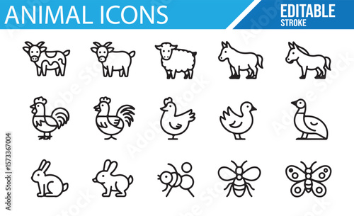 Editable Animal Illustrations for Farm Life, Wildlife, and Digital Projects