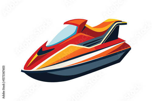 Vector Illustration of a Jet Ski Personal Watercraft for Water Sports Isolated on a White Background