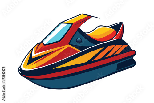 Vector Illustration of a Jet Ski Personal Watercraft for Water Sports Isolated on a White Background