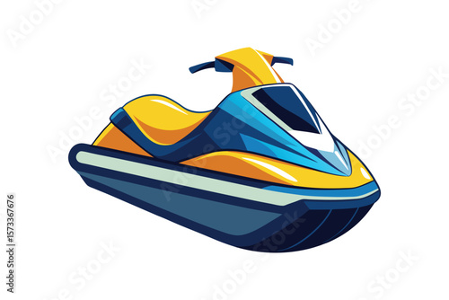 Vector Illustration of a Jet Ski Personal Watercraft for Water Sports Isolated on a White Background